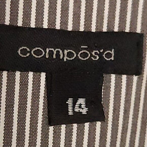 Composd Taupe White Pinstripe High Low Blazer 14 - Picture 6 of 8